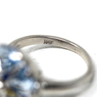 Vintage OES Ring - Mid Century 10k White Gold Created Spinel & Sapphire Statement - Circa 1950s Size 3 1/2 Order Of The Eastern Star Jewelry