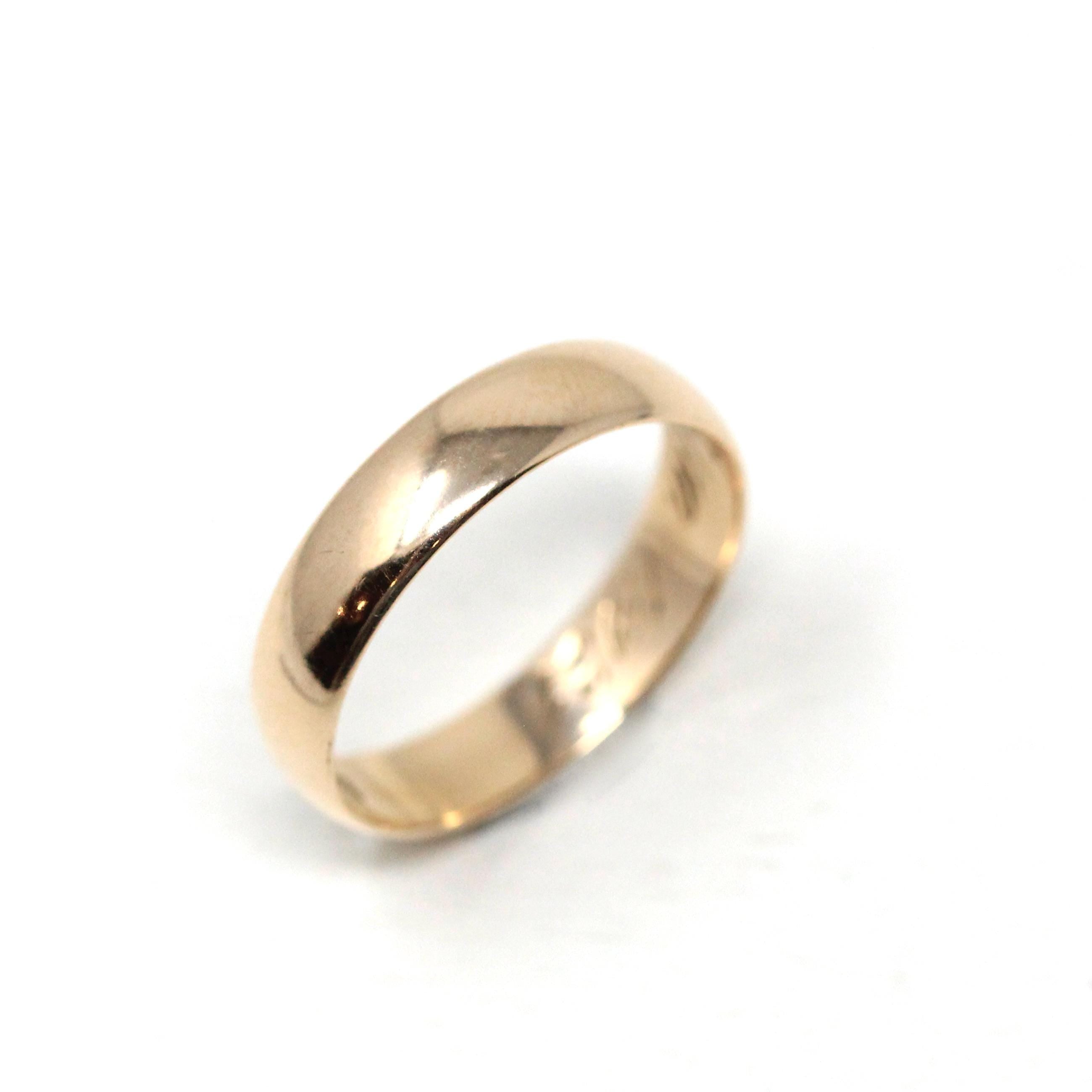 Vintage Inscribed Wedding Band - Art Deco 6k Yellow Gold Unadorned Plain Ring - Dated 1931 Size 7 Classic Simple Unisex 30s Fine Jewelry