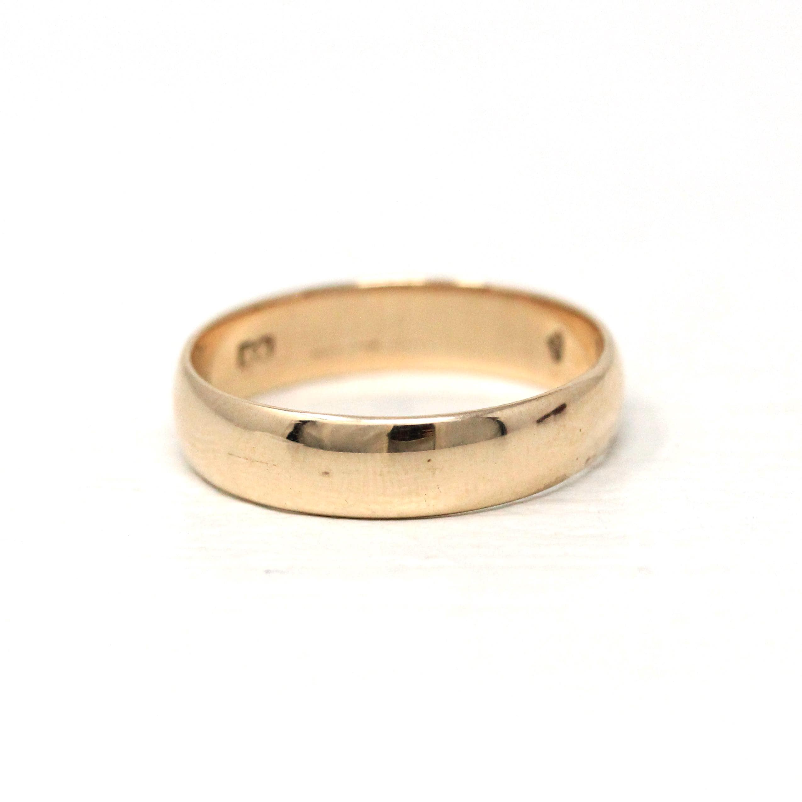 Vintage Inscribed Wedding Band - Art Deco 6k Yellow Gold Unadorned Plain Ring - Dated 1931 Size 7 Classic Simple Unisex 30s Fine Jewelry