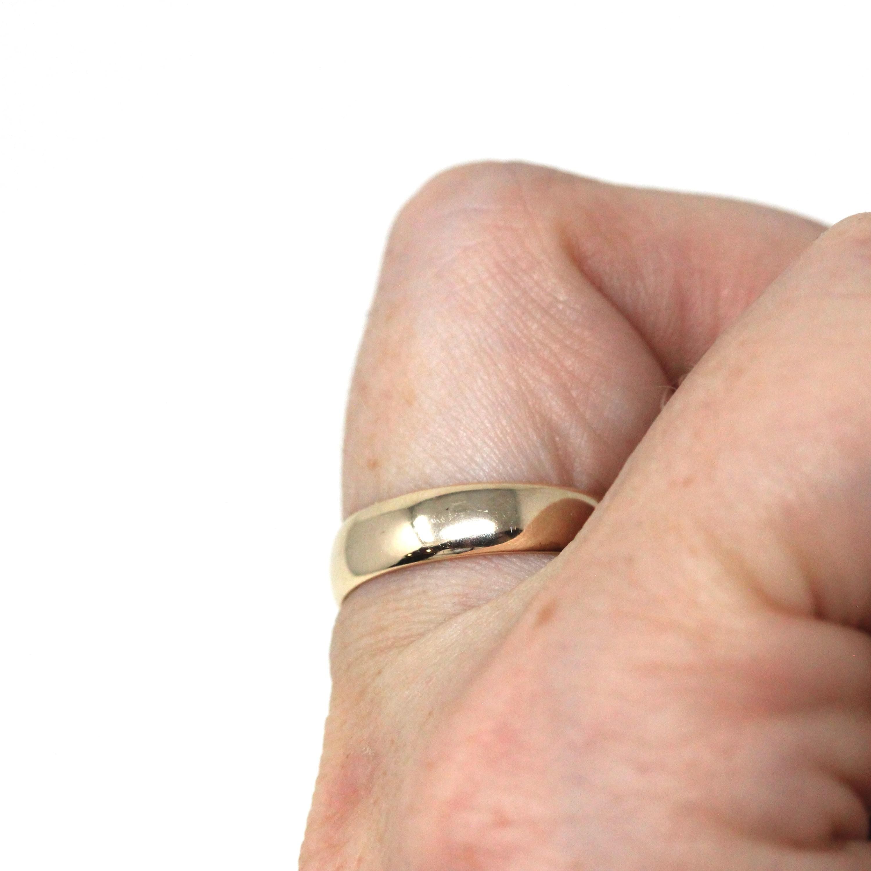 Vintage Inscribed Wedding Band - Art Deco 6k Yellow Gold Unadorned Plain Ring - Dated 1931 Size 7 Classic Simple Unisex 30s Fine Jewelry