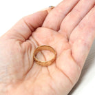 Wide Criss Cross Band - Vintage Retro Engraved 9k Yellow Gold Ring - London England - Dated 1966 Size 7 1/4 Slade & Wolfe - Fine 60s Jewelry