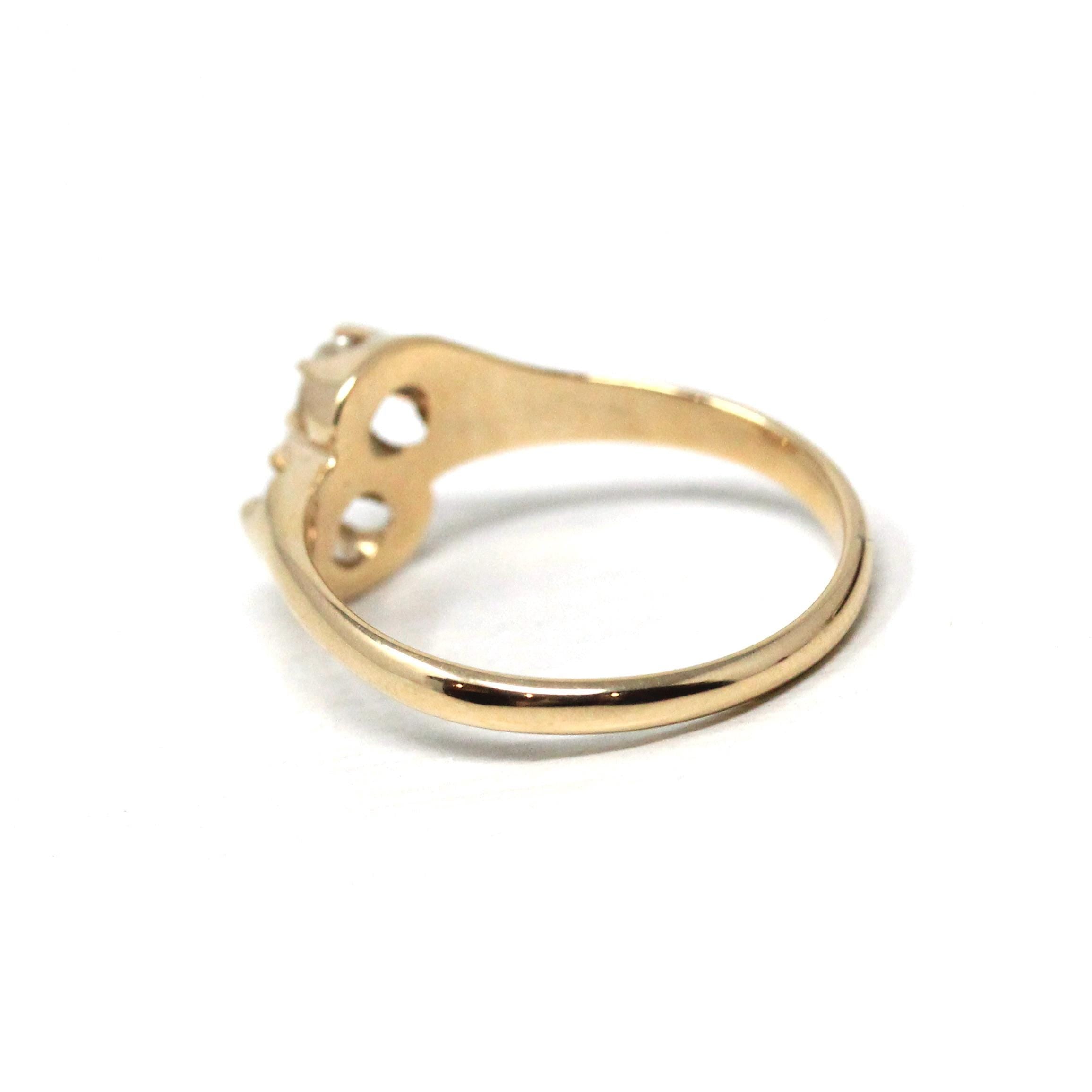 Diamond Toi Et Moi Ring - Edwardian Era 14k Yellow Gold Natural .33 CTW Old Mine Cut Bypass - Size 8.5 Fine Bridal April Birthstone Jewelry