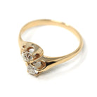 Diamond Toi Et Moi Ring - Edwardian Era 14k Yellow Gold Natural .33 CTW Old Mine Cut Bypass - Size 8.5 Fine Bridal April Birthstone Jewelry