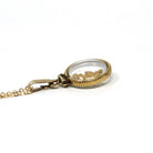 Gold Nugget Necklace - Estate Gold Filled Shaker Fob Charm Souvenir Pendant - Modern Circa 1980s Alaskan Gold Rush Flakes Souvenir Jewelry