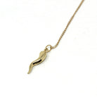 Italian Horn Charm - Retro 14k Yellow Gold Italy Cornicello Good Luck Pendant Necklace - Vintage Circa 1970s Ward Off Evil Amulet Jewelry