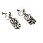 Vintage Floral Earrings - Retro Sterling Silver Dangle Drop Non-Pierced Screw Backs- Circa 1960s Era Open Metal Filigree Flower 60's Jewelry