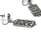 Vintage Floral Earrings - Retro Sterling Silver Dangle Drop Non-Pierced Screw Backs- Circa 1960s Era Open Metal Filigree Flower 60's Jewelry