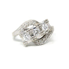 Mid Century Diamond Swirl Ring - Vintage 14K White Gold .50 CTW Diamond Gemstones - Circa 1950s Era Size 6 1/2 Fine Engagement Jewelry