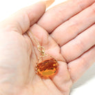 Antique Spinner Fob - Victorian 9k English Yellow Gold Simulated Citrine Pendant Necklace - Dated 1897 Unique Faceted Glass Gemstone Jewelry