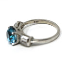 Vintage Blue Zircon Ring - Mid-century 14k White Gold Created White Spinel Gems - Circa 1950s Size 6 1/2 Alternative Engagement Fine Jewelry