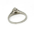 Vintage Diamond Ring - Art Deco 18k White Gold Natural Gemstone Basket Cathedral Solitaire - Circa 1930s Size 6 1/2 Filigree Fine Jewelry