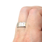 Star Wedding Band - Modern 10k White Gold Five Point Celestial Men's Unisex Bridal Ring - Estate 1988 Size 9 Engraved Polished Fine Jewelry