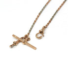 Pocket Watch Chain - Antique 9ct Rose White Two Tone Gold T Bar Swivel Clip Choker Necklace - Circa 1920s Era Fashion Accessory Fine Jewelry