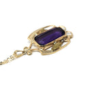 Simulated Amethyst Necklace - Edwardian 10k Yellow Gold Purple Glass Pendant - Art Nouveau Antique Circa 1910s Era Statement Fine Jewelry