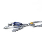 Art Deco Lavalier - Vintage 10k White Gold 2.47 CT Created Blue Sapphire Necklace - Circa 1930s Era Two Tone Floral Filigree Fine Jewelry