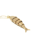 Articulated Fish Pendant - Retro 9k English Yellow Gold Figural Kinetic Charm Necklace - Vintage Circa 1970s Era Moving Animal Fine Jewelry