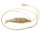Articulated Fish Pendant - Retro 9k English Yellow Gold Figural Kinetic Charm Necklace - Vintage Circa 1970s Era Moving Animal Fine Jewelry