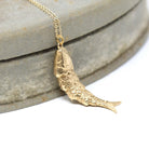 Articulated Fish Pendant - Retro 9k English Yellow Gold Figural Kinetic Charm Necklace - Vintage Circa 1970s Era Moving Animal Fine Jewelry