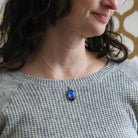 Morpho Butterfly Pendant - Mid Century Sterling Silver Blue Wing Necklace - Vintage Circa 50s Era Tropical Palm Tree Beach Souvenir Jewelry