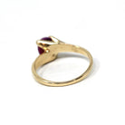 Created Star Ruby Ring - Retro 14k Yellow Gold Cabochon Cut Pink Gemstone - Vintage Circa 1960s Era Size 6 1/4 Bypass Fine Statement Jewelry