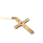 Vintage Cross Necklace - Retro 10k Yellow & White Gold Genuine .07 CTW Diamond Gem Pendant - Circa 1940s Era Religious Faith Fine Jewelry