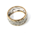 Vintage Pierced Band - Mid Century Era 14k Yellow & White Gold Open Metal Cigar Style Ring - Circa 1950s Size 5 1/2 Two Tone Unisex Jewelry