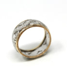 Vintage Pierced Band - Mid Century Era 14k Yellow & White Gold Open Metal Cigar Style Ring - Circa 1950s Size 5 1/2 Two Tone Unisex Jewelry