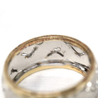 Vintage Pierced Band - Mid Century Era 14k Yellow & White Gold Open Metal Cigar Style Ring - Circa 1950s Size 5 1/2 Two Tone Unisex Jewelry