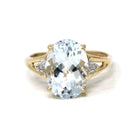 Aquamarine & Diamond Ring - Modern 10k Yellow Gold Oval Faceted 2.40 CT Blue Gem - Estate Circa 2000's Era Size 8 1/2 Statement Fine Jewelry