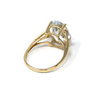 Aquamarine & Diamond Ring - Modern 10k Yellow Gold Oval Faceted 2.40 CT Blue Gem - Estate Circa 2000's Era Size 8 1/2 Statement Fine Jewelry