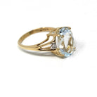 Aquamarine & Diamond Ring - Modern 10k Yellow Gold Oval Faceted 2.40 CT Blue Gem - Estate Circa 2000's Era Size 8 1/2 Statement Fine Jewelry