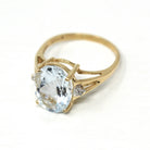 Aquamarine & Diamond Ring - Modern 10k Yellow Gold Oval Faceted 2.40 CT Blue Gem - Estate Circa 2000's Era Size 8 1/2 Statement Fine Jewelry