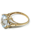 Aquamarine & Diamond Ring - Modern 10k Yellow Gold Oval Faceted 2.40 CT Blue Gem - Estate Circa 2000's Era Size 8 1/2 Statement Fine Jewelry