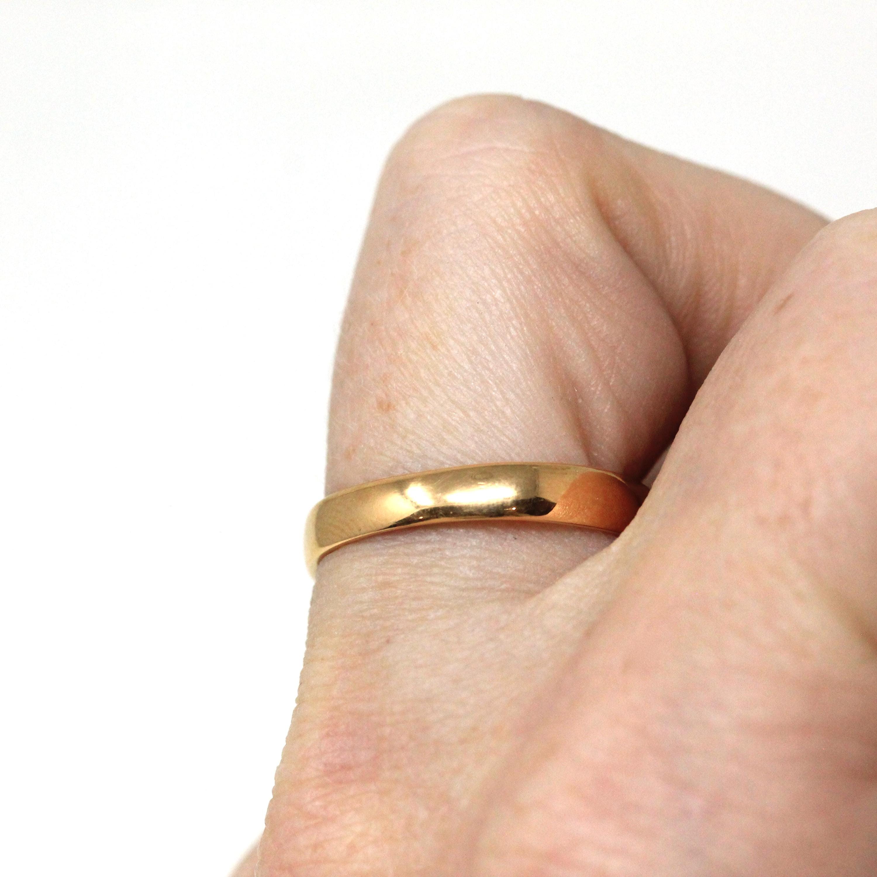 Edwardian Era Ring - Antique 22k Yellow Gold Birmingham England UK Band - Dated 1909 Size 8 1/2 English Hallmarks Fine Minimalist Jewelry