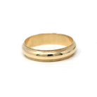 Milgrain Wedding Band - Modern 14k Yellow Gold Unadorned Plain 4.35 MM Ring - Circa 1940s Era Size 6.25 Unisex Stacking Fine 40s Era Jewelry