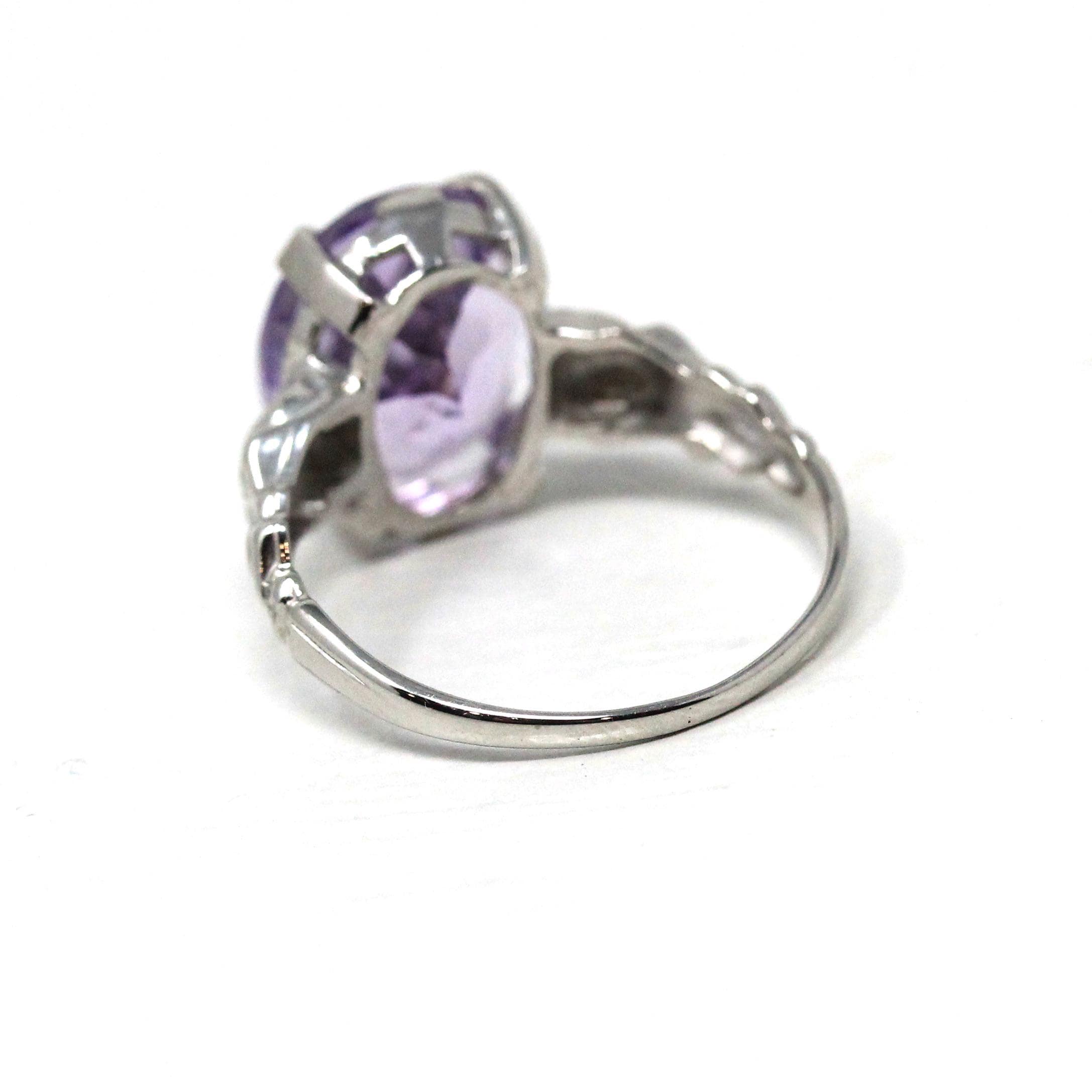 Art Deco Amethyst Ring - Vintage 14k White Gold Diamonds & Natural Purple Gemstone - Circa 1930s Size 6 1/2 February Birthstone Fine Jewelry