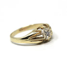 Star Diamond Ring - Modern Estate 9k Yellow Gold Natural .05 CT Gemstone Ring - Vintage Circa 1990s Size 8 Celestial Fine Bridal Jewelry