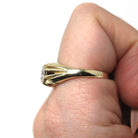 Star Diamond Ring - Modern Estate 9k Yellow Gold Natural .05 CT Gemstone Ring - Vintage Circa 1990s Size 8 Celestial Fine Bridal Jewelry