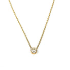 Dainty Diamond Necklace - Modern 14k Yellow Gold .68 CT Natural Diamond Bezel - Antique Old European Cut Gemstone Fine Minimalist Jewelry
