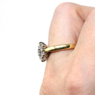 Diamond Snowflake Ring - Estate 18k Gold Natural Gemstone Cluster - Modern 1990s Size 6 3/4 Engagement Bridal Halo Fine Statement Jewelry