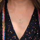 Vintage Horseshoe Pendant - Retro 18k Yellow Gold Pendant Nail Studded Necklace - Circa 1970s Era Good Luck Equestrian Horse Fine Jewelry