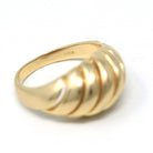 Estate Croissant Ring - Vintage 14k Yellow Gold Classic Polished Twisted Dome Style - Modern 1990s Size 6 1/2 Shrimp Unisex Fine 90s Jewelry
