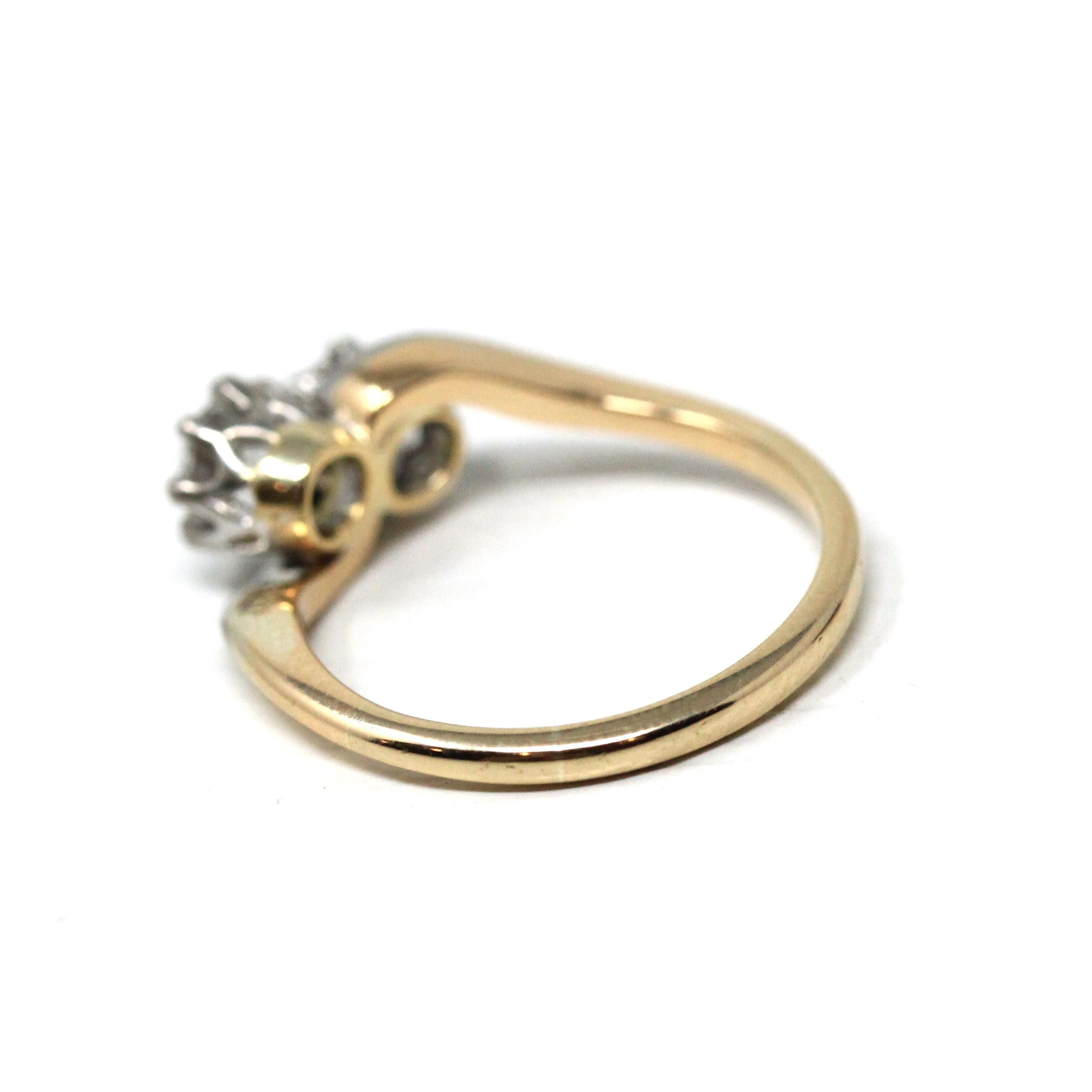 Diamond Toi Et Moi Ring - Edwardian 18k Yellow Gold & Platinum 1.00 CTW Bypass Band - Antique Circa 1910s Era Size 5 1/4 Fine Bridal Jewelry