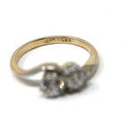 Diamond Toi Et Moi Ring - Edwardian 18k Yellow Gold & Platinum 1.00 CTW Bypass Band - Antique Circa 1910s Era Size 5 1/4 Fine Bridal Jewelry