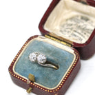 Diamond Toi Et Moi Ring - Edwardian 18k Yellow Gold & Platinum 1.00 CTW Bypass Band - Antique Circa 1910s Era Size 5 1/4 Fine Bridal Jewelry