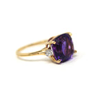 Amethyst & Diamond Ring - Estate 18k Yellow Gold Purple 6.19 CT Gem - Modern Circa 1980s Era Size 7 3/4 February Birthstone Fine Jewelry