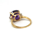 Amethyst & Diamond Ring - Estate 18k Yellow Gold Purple 6.19 CT Gem - Modern Circa 1980s Era Size 7 3/4 February Birthstone Fine Jewelry