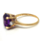 Amethyst & Diamond Ring - Estate 18k Yellow Gold Purple 6.19 CT Gem - Modern Circa 1980s Era Size 7 3/4 February Birthstone Fine Jewelry