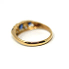 Sapphire & Diamond Band - Edwardian 18k Yellow Gold Natural Blue Gems Wedding Ring - Antique Vintage 1910s London Size 8 1/4 Fine Jewelry