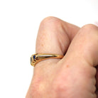 Sapphire & Diamond Band - Edwardian 18k Yellow Gold Natural Blue Gems Wedding Ring - Antique Vintage 1910s London Size 8 1/4 Fine Jewelry